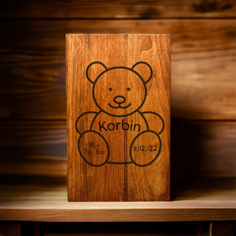 "Teddy Bear Keepsake" Custom Laser Engraved Wood Sign