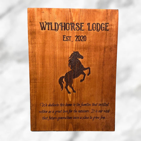 custom wild horse lodge sign