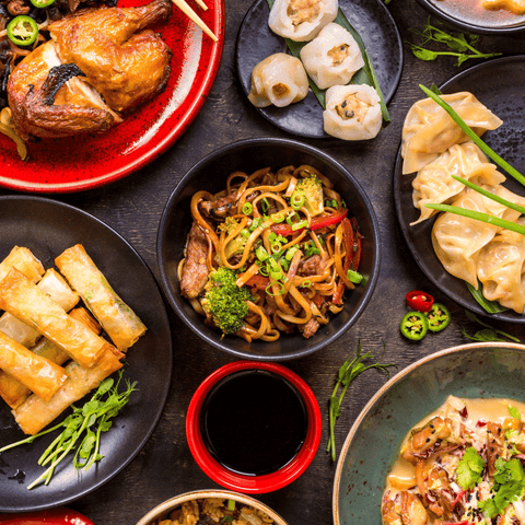 Chinese dishes on a table 