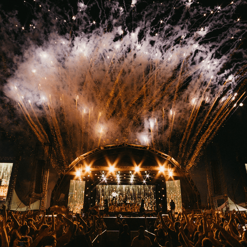 stage with fireworks