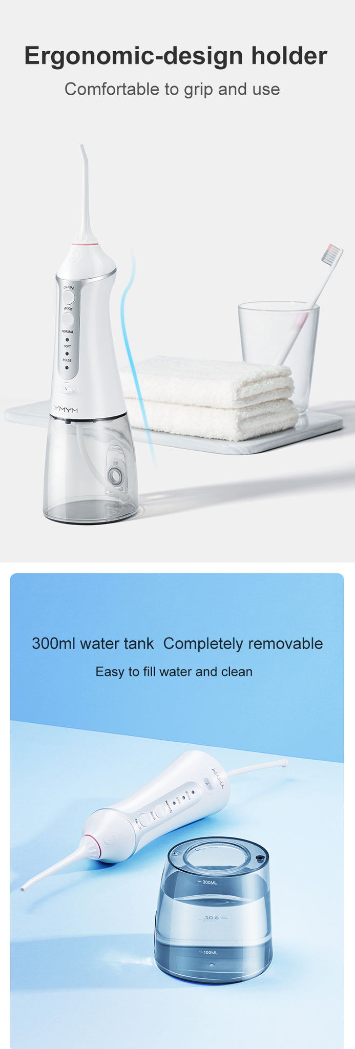 DR.BEI YMYM YF3 Portable Dental Water Flosser  Xiaomi Youpin DR.BEI YMYM YF3 Oral Irrigator Water Flosser USB Rechargeable Portable Water Jet Tank 300ML IPX7 Waterproof Teeth Cleaning Tools