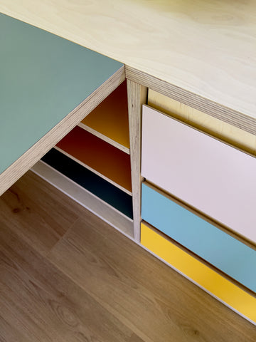 multi-colour plywood storage product