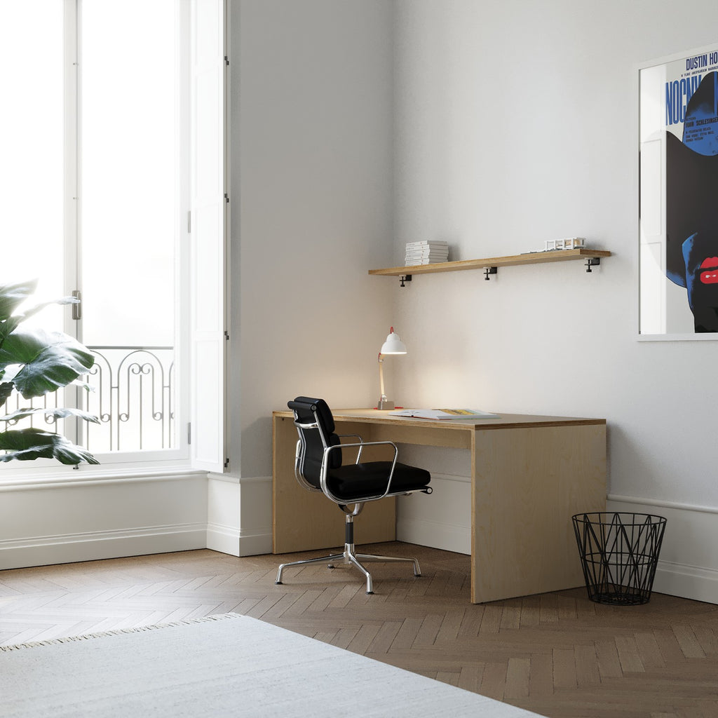 custom plywood desk with solid sides