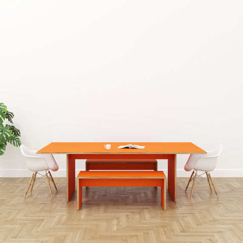 orange platform dining table