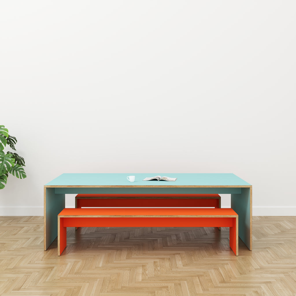 bright coloured plywood table