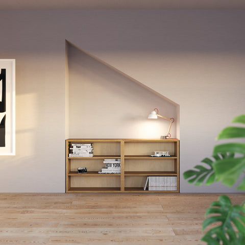 oak plywood bookshelves