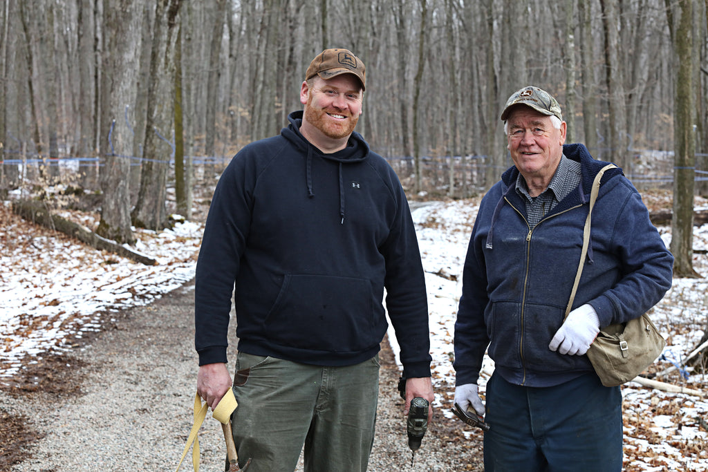 Today the sugar bush is run by Stephen Palmateer and his dad Larry. They have about 5000 taps to date, all connected using modern technology which includes four  seasons pipe line and vacuum pumps.