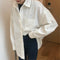 Img 1 - Korean Casual Loose chicSolid Colored Cardigan Long Sleeved College bfShirt Thin Tops Student Women
