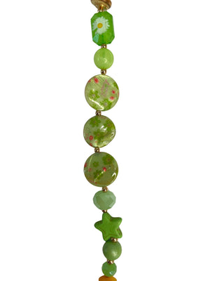 
                  
                    Load image into Gallery viewer, LAKE STAR PEBBLE MULTI-BEADED TASSEL NECKLACE- LIME
                  
                