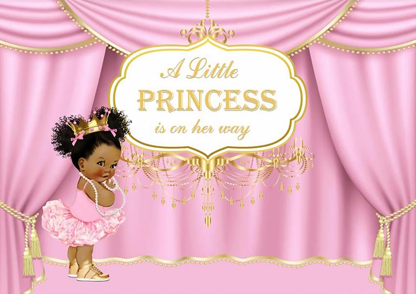 Baby Shower Baby Girl Pink Curtain Little Princess backdrop UK BA33 –  Dbackdropcouk
