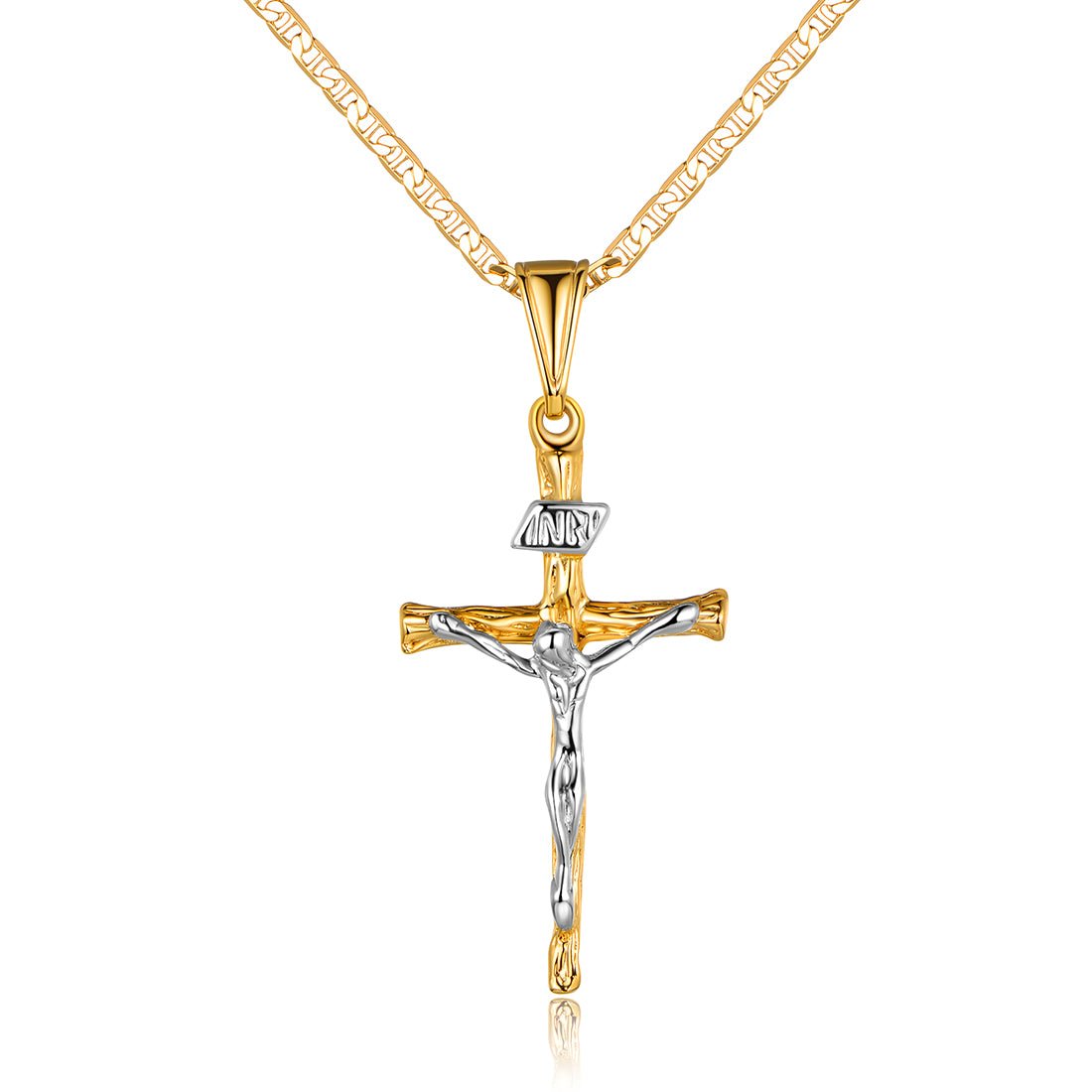 Tricolor crucifix pendant in 18k of gold plated – Raf Rossi Gold Plated