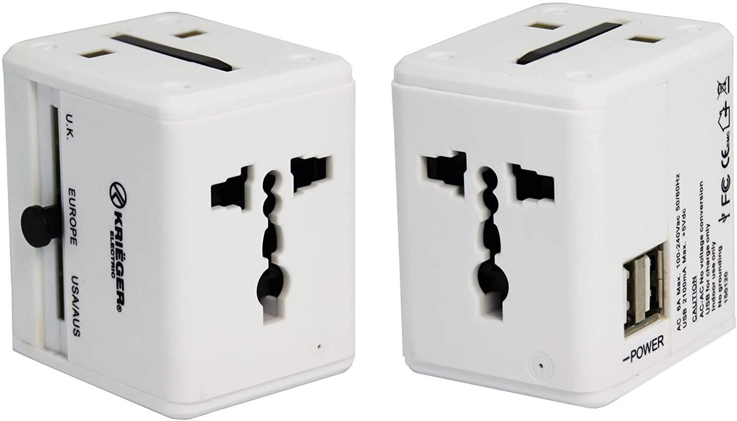 KRIEGER Universal Worldwide All-in-one Travel Charger Adapter Plug