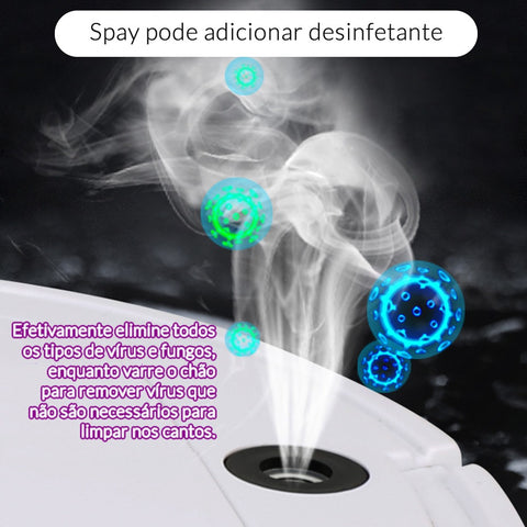 robô aspirador de pó passa pano desinfeta spray inteligente aspira poeira pedras redondo desinfeta