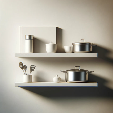 white floating shelves