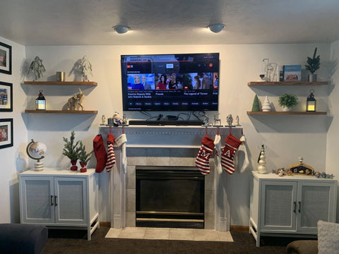 floating shelves around tv