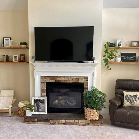 floating shelves around tv