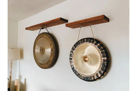 walnut floating shelves