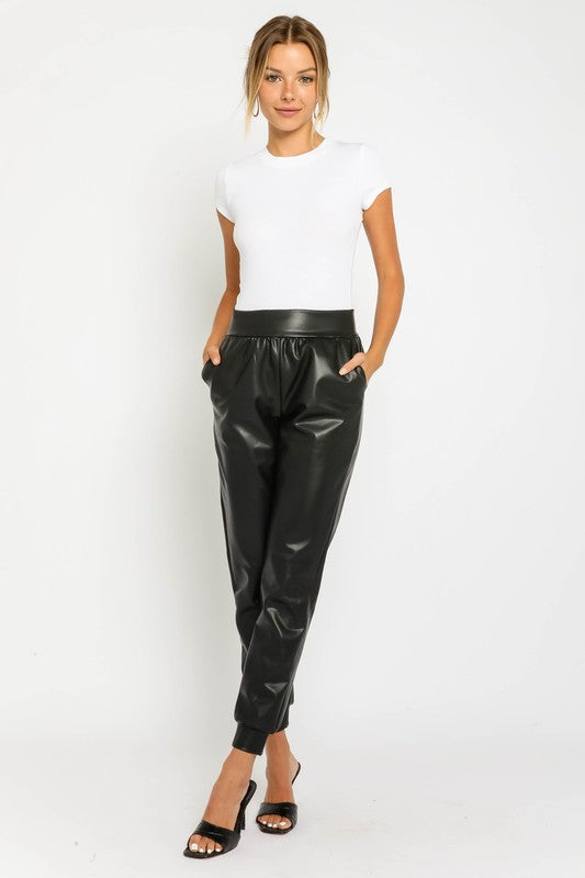 So She Said Faux Leather Joggers – Ivy & Olive Boutique