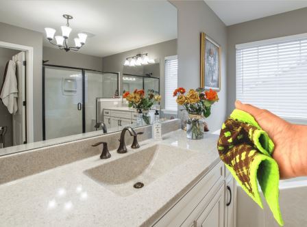 FCS plaid cleaning sponge cloths or Swedish dishcloths to keep your bathroom sparkling clean