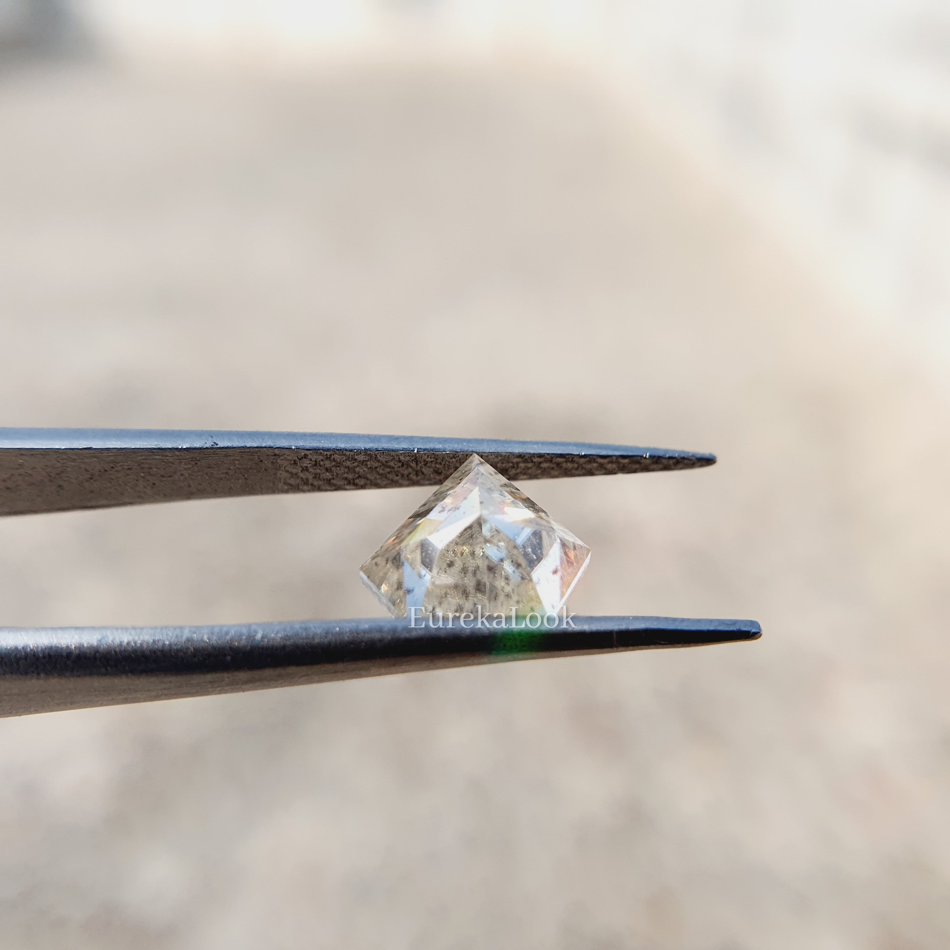 Salt and Pepper Shield Cut Moissanite Engagement Diamond