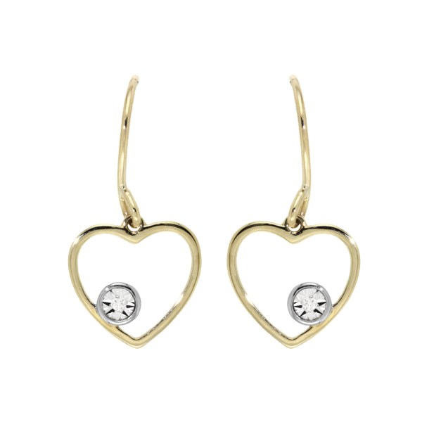 diamond heart drop earrings