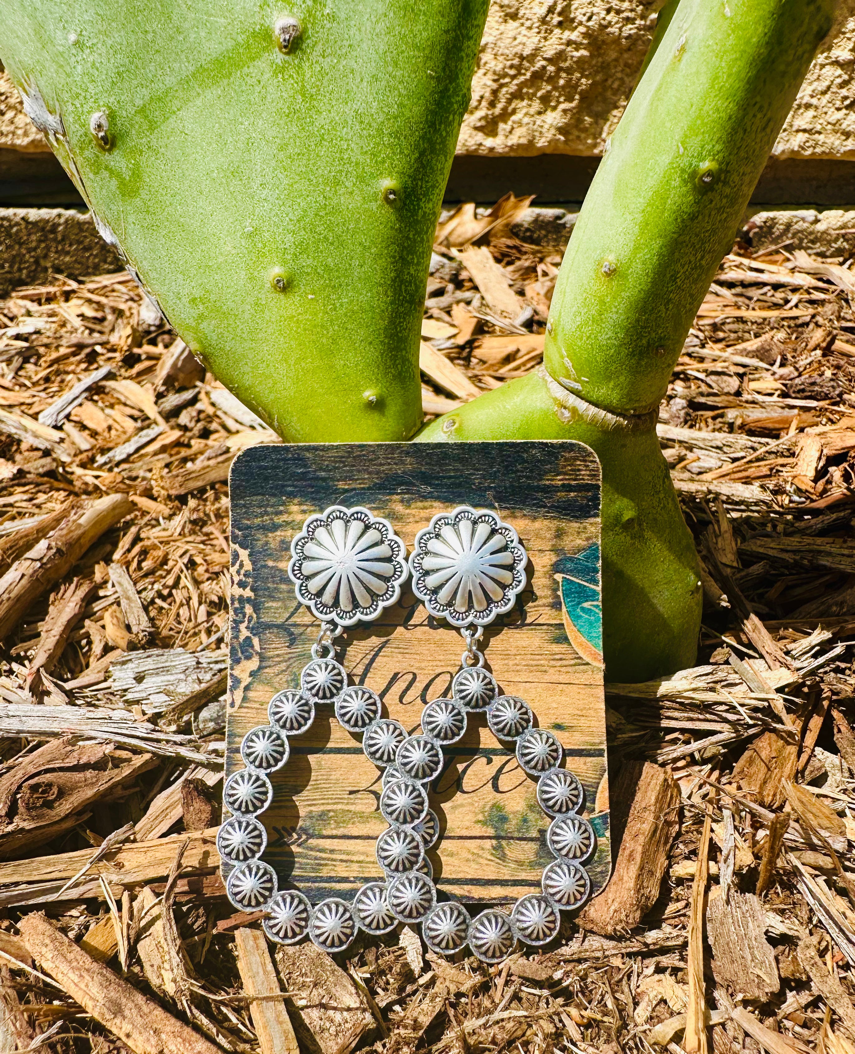 SUNBURST CONCHO EARRINGS~SILVER