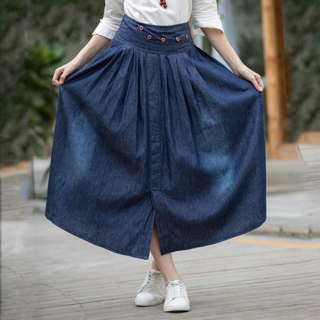 denim long skirts for womens