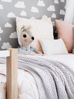 Snuggle Hunny Kids Diamond Knit Baby Blanket Warm Grey on a bed