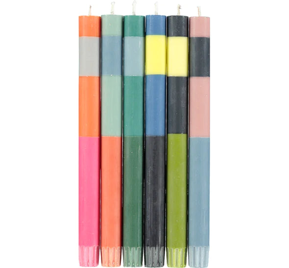 {British Colour Standard} Striped Taper Candles :: Abstract :: Set of 6