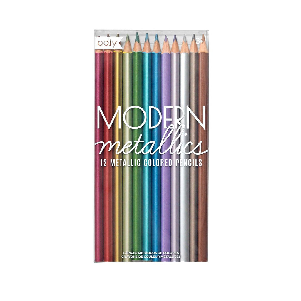 eeBoo Metallic Colored Pencils for Kids, Silver Robot, Set of 6 (PMROB)