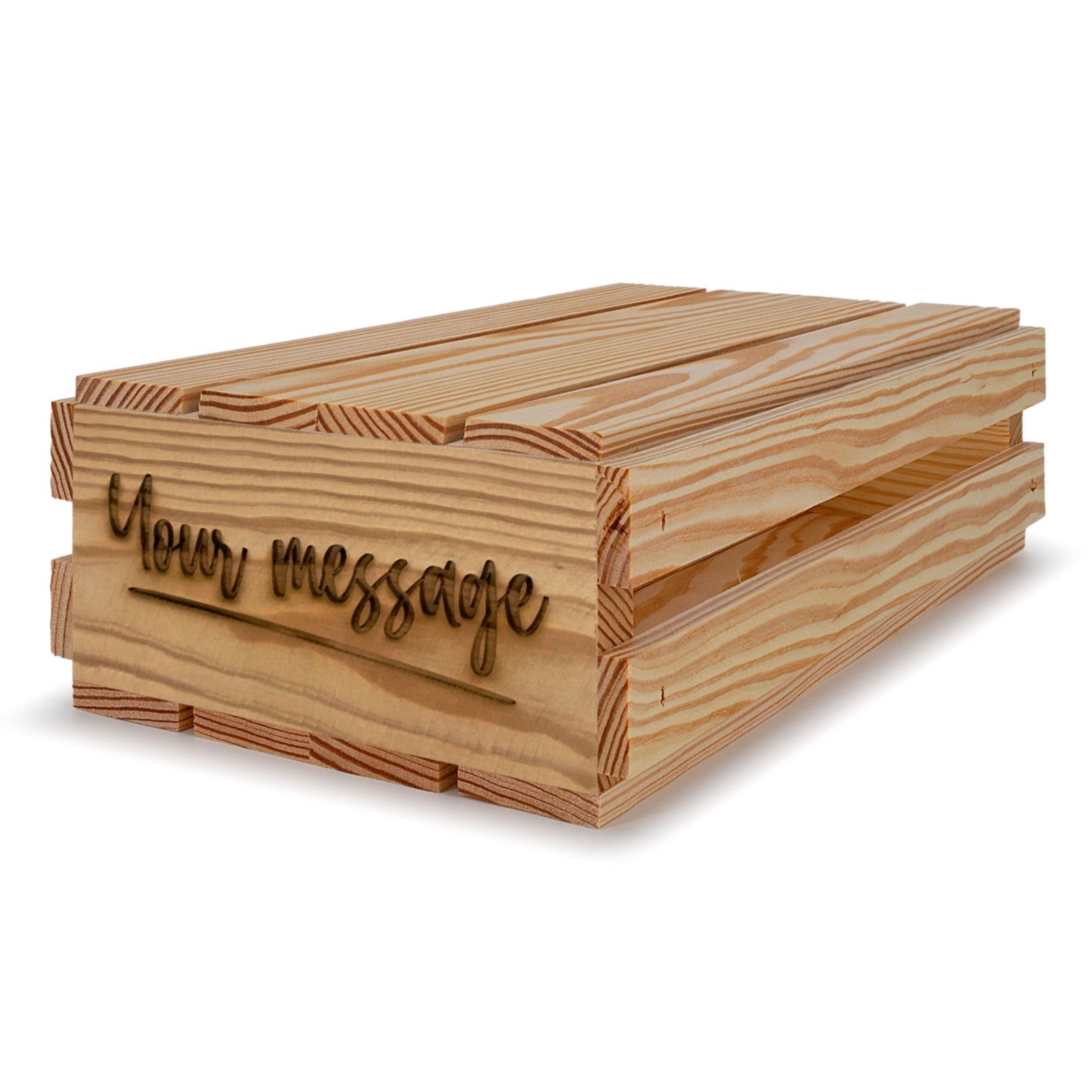 Custom Open Slat Wooden Wine Box with Lid for 2 Bottles