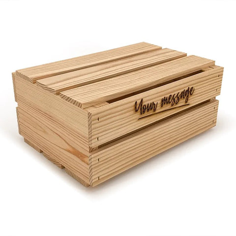 12 in x 9 in x 5 ¼ in small wooden crate with lid and custom message by Carpenter Core