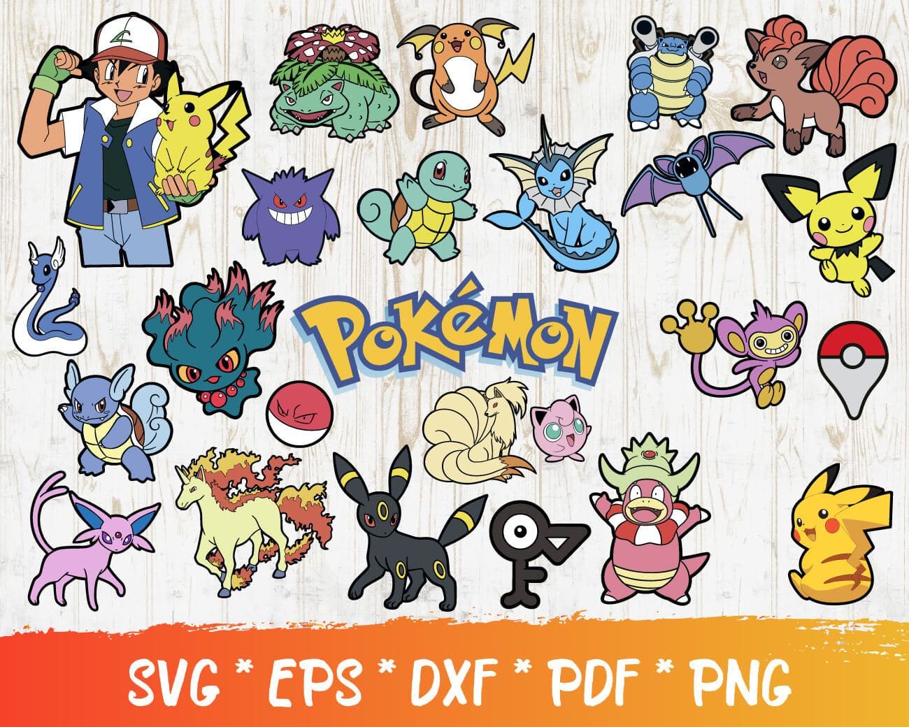 100+ Pokemon Bundle SVG SVG, DXF, EPS, PNG - Honey SVG