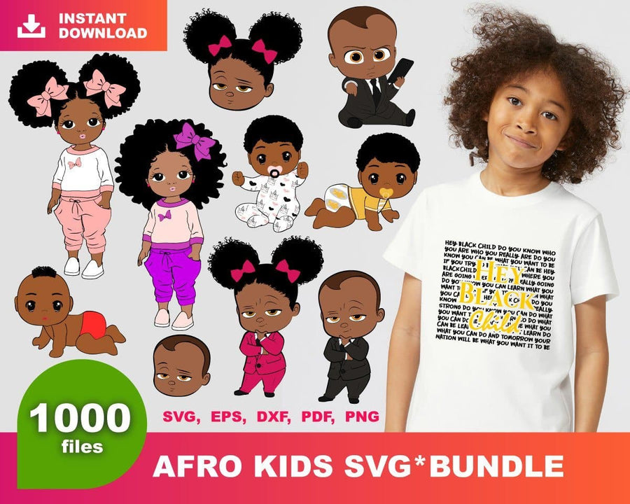 Download 1000+ Afro Kids Bundle Svg, Eps, Dxf Png - Honey SVG