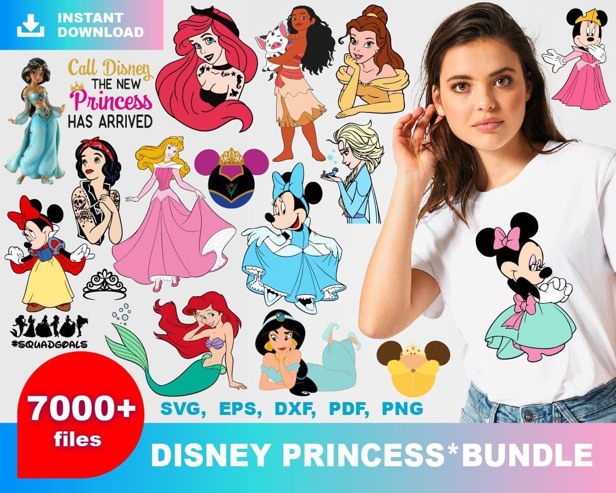 7000+ Disney Princess Bundle Svg, Eps, Dxf, Png - Honey SVG