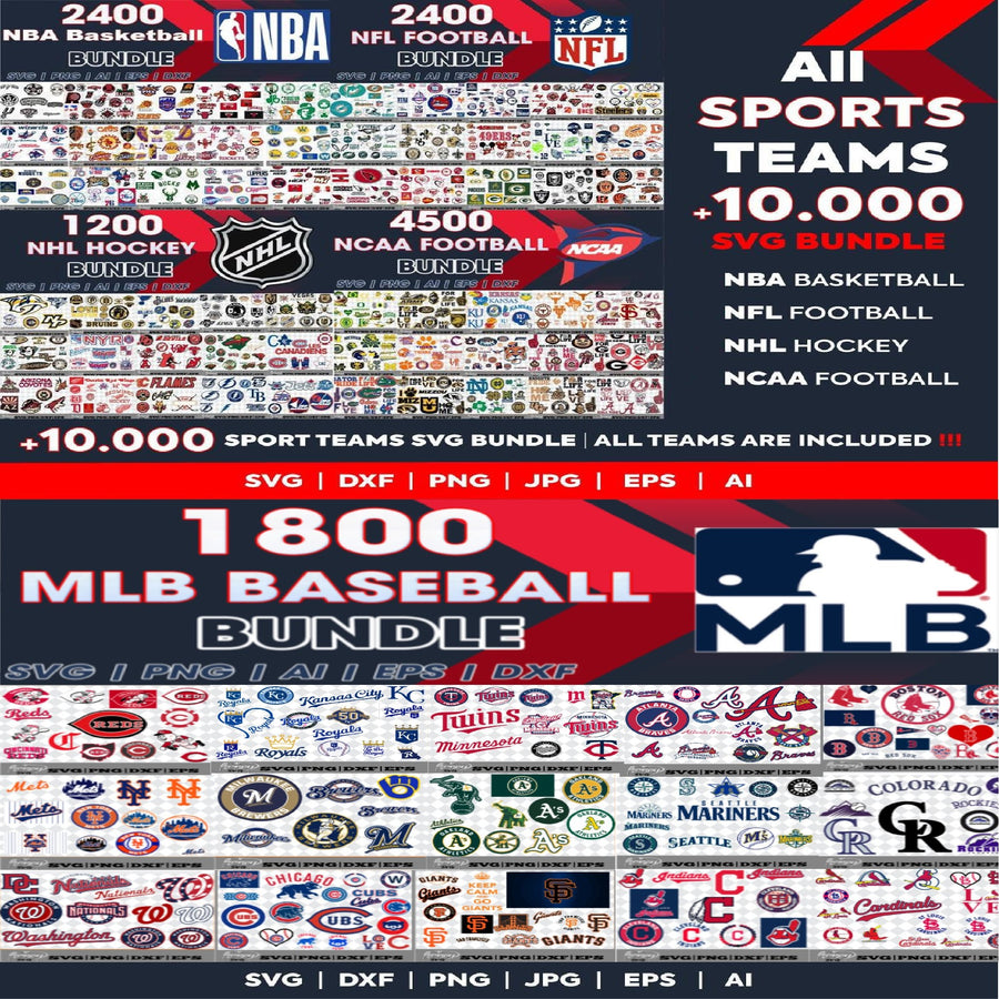 Download NFL/MLB/NHL/NBA/NCAA MEGA Bundle Svg, Eps. Png Dxf - Honey SVG