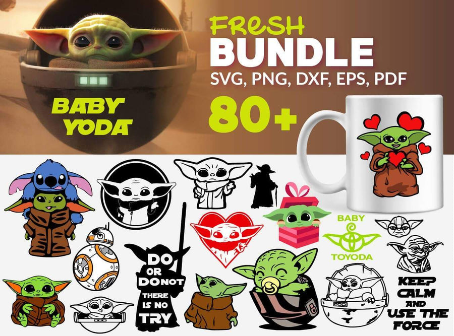 Baby Yoda SVG Bundle. Includes cuttable and printable high ...