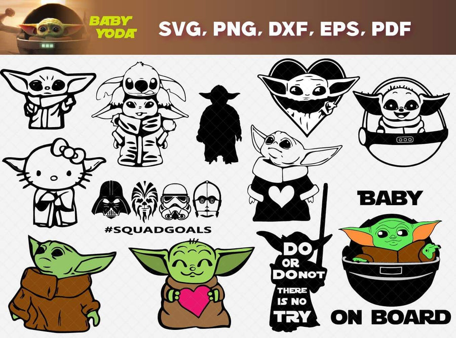 Baby Yoda SVG Bundle. Includes cuttable and printable high ...
