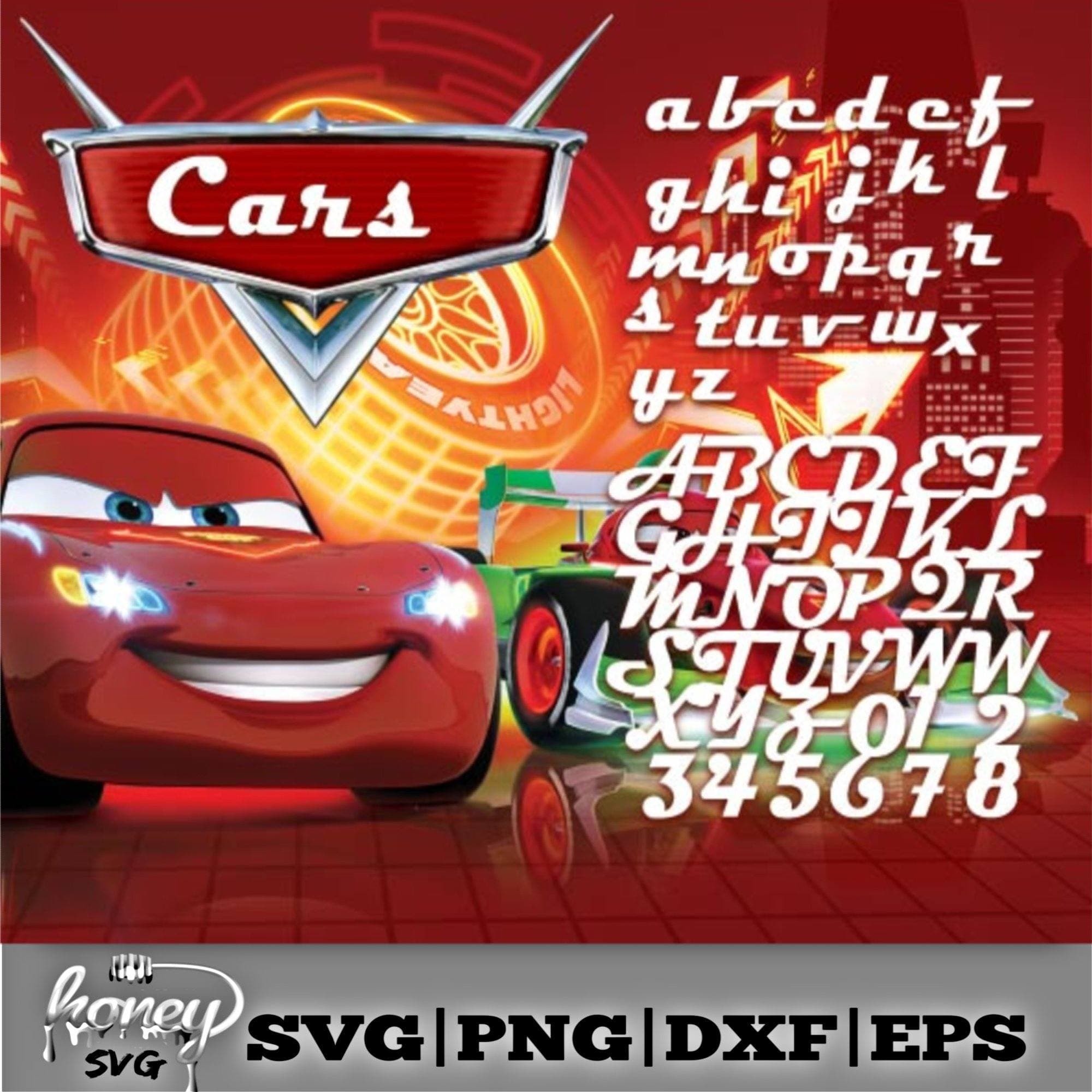 Download Disney's Cars Font - Honey SVG