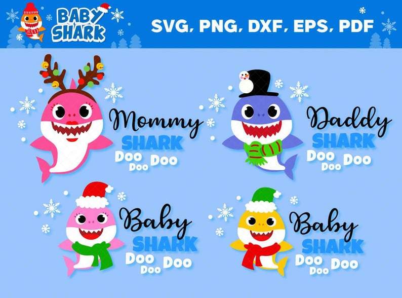 Download Baby Shark Christmas Bundle Svg, Eps, Png, Dxf - Honey SVG