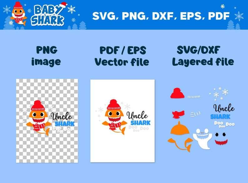 Download Baby Shark Christmas Bundle Svg, Eps, Png, Dxf - Honey SVG