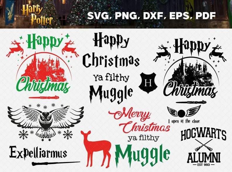 Download Harry Potter Christmas Bundle Svg, Eps, Png, Dxf - Honey SVG
