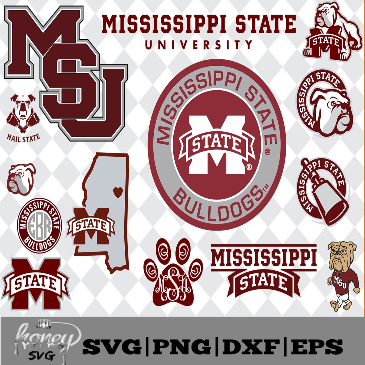 Mississippi State Bulldogs NCAA Svg, Eps, Dxf, Png – Honey SVG