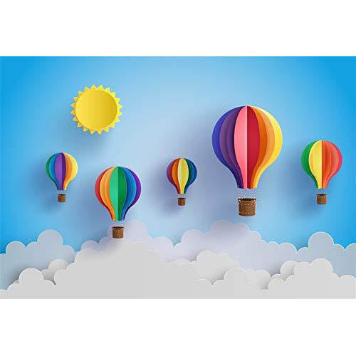 Cartoon Sun Hot Air Balloon Birthday Backdrop – The Smash Cake