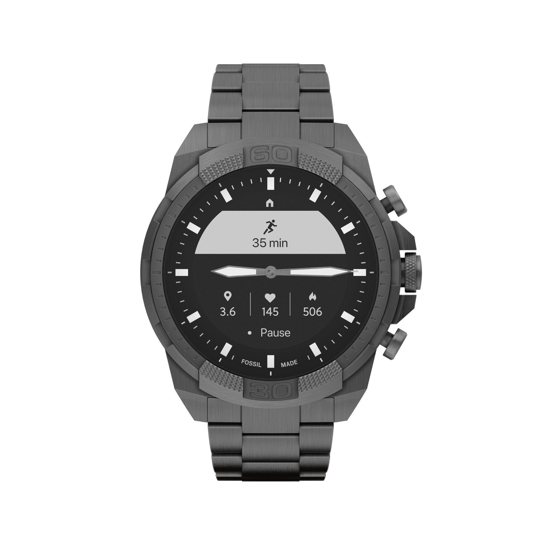 Fossil Smartwatch HR 44mm Smoke Stainless – Fossil Malaysia
