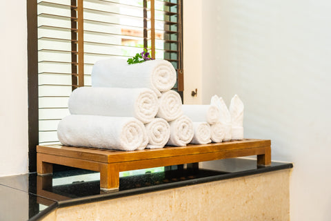 White Airbnb bath towel