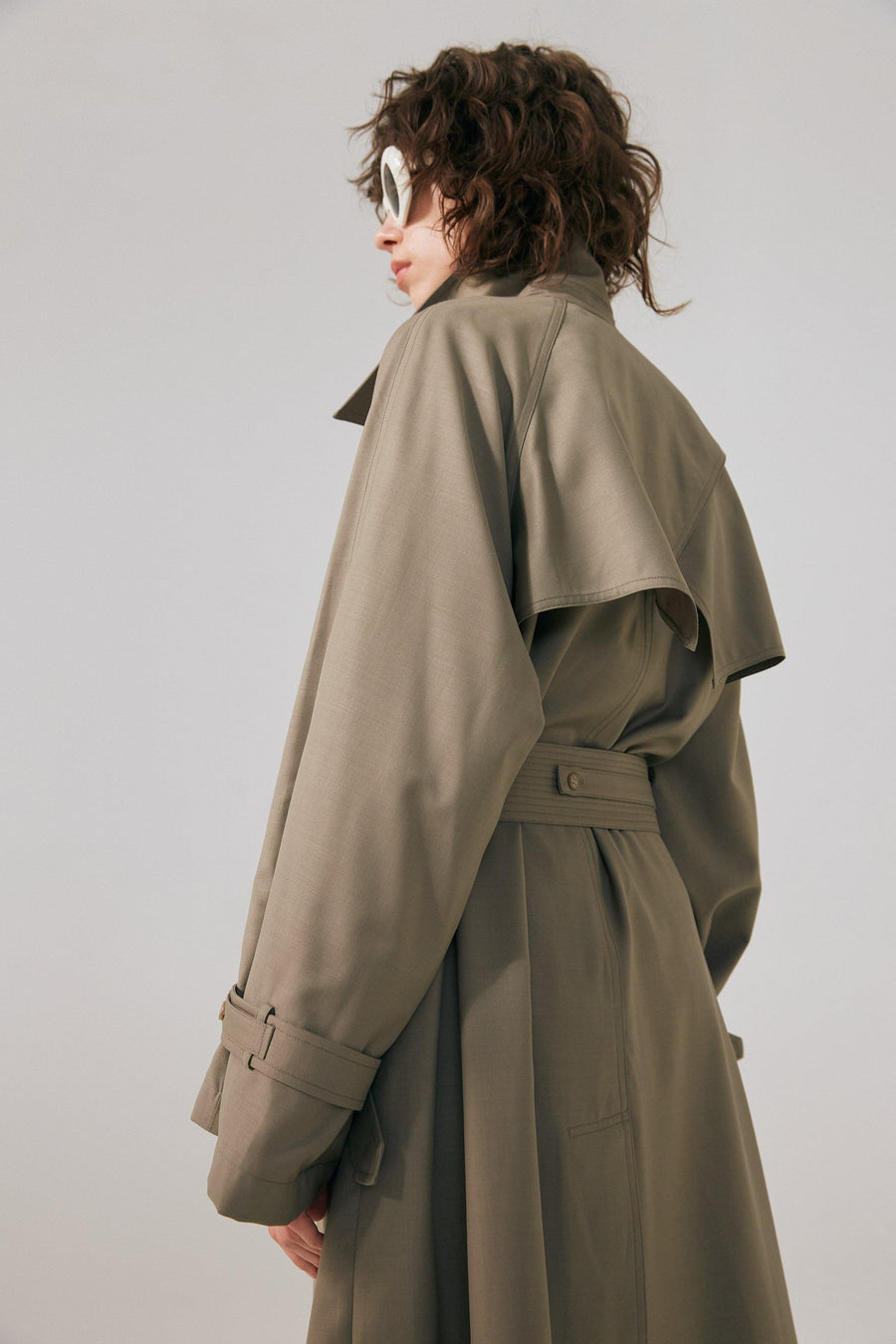 石見銀山 louren oversize wool trench coat oatmeal | www.tegdarco.com