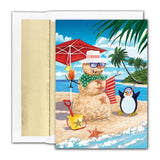 Sand Snowman & Penguin Christmas Cards