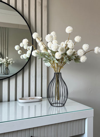 white flowers and outline vase