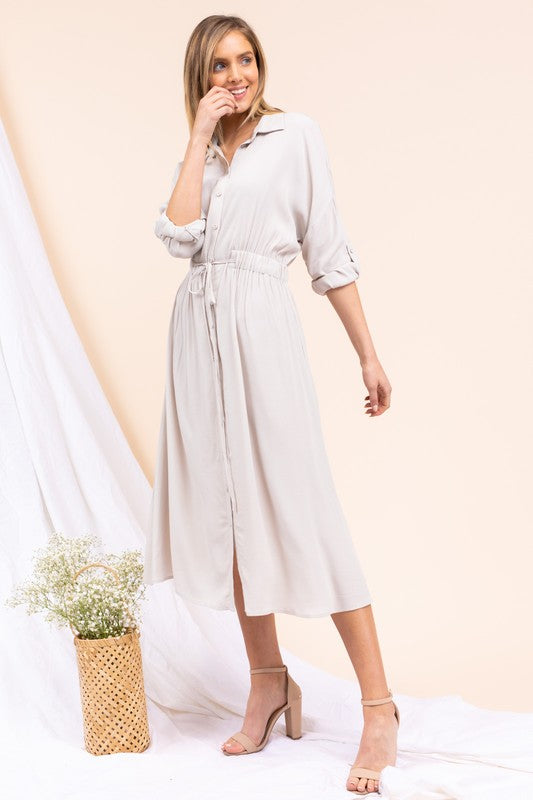 Light Grey Midi Dress Outlet, 55% OFF ...